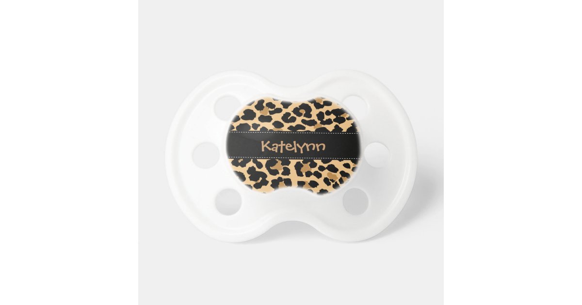 Leopard Print Custom Monogram Baby Pacifier Zazzle