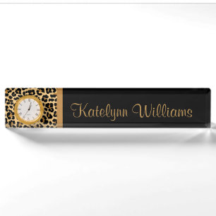 Leopard Print Custom Monogram Desk Name Plate