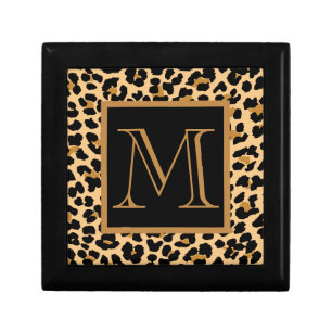 Leopard Print Custom Monogram Keepsake Gift Box