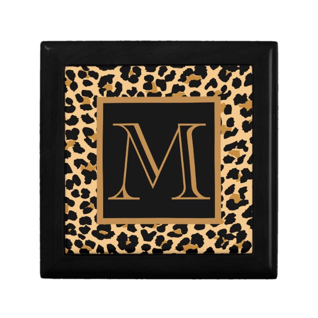 Leopard Print Custom Monogram Keepsake Gift Box (Front)