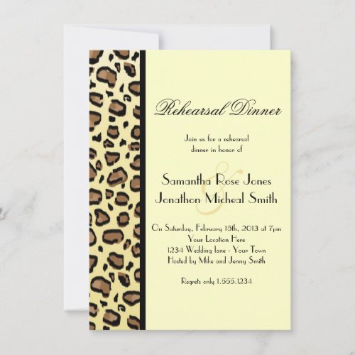 Leopard Print Custom Rehearsal Dinner Personalized Invites