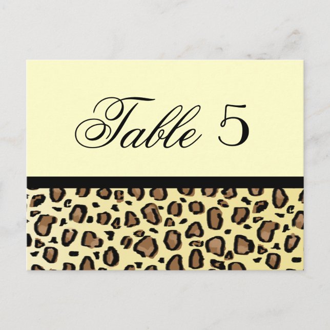 Leopard Print Custom Wedding Table Number (Front)