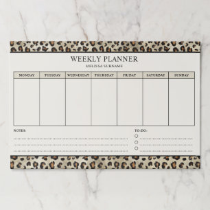 Leopard Print Custom Weekly Planner Schedule Paper Pad
