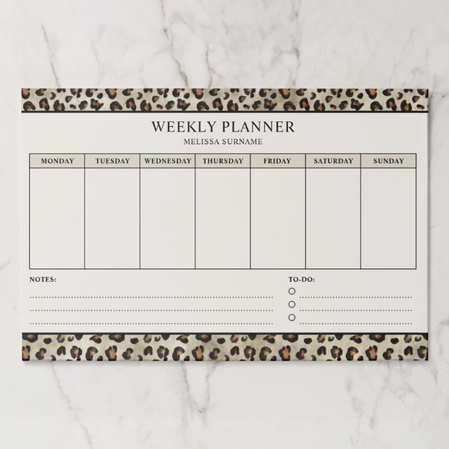 Leopard Print Custom Weekly Planner Schedule Paper Pad (Front)