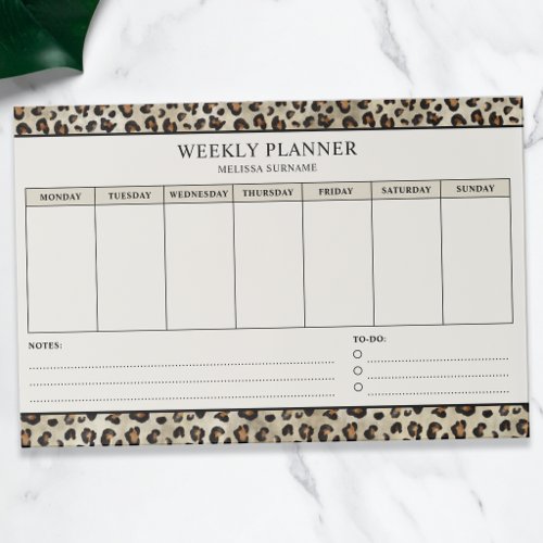 Leopard Print Custom Weekly Planner Schedule Paper Pad