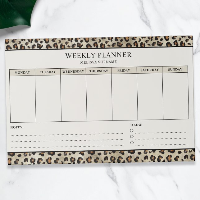 Leopard Print Custom Weekly Planner Schedule Paper Pad (Creator Uploaded)