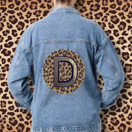 Leopard Print D Blue Womens Denim Jean Jacket