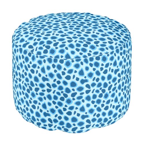 Leopard Print _ Dark Cobalt and Sky blue Pouf