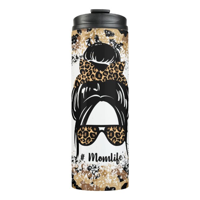 Leopard Print Design Celebrating #Momlife  Thermal Tumbler (Front)