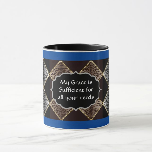 Leopard Print Diamond Design Two-Tone Mug (Center)