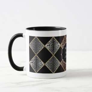 Leopard Print Diamond Design Two-Tone Mug