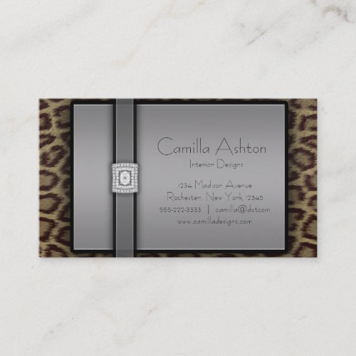 Leopard Print &amp; Diamonds Business Cards