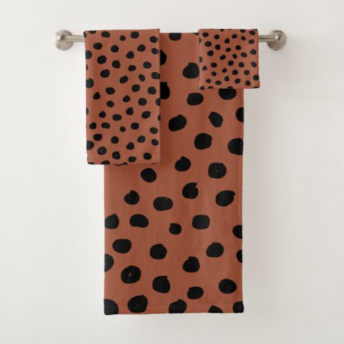 Leopard Print Dots Rust Terracotta Cheetah Spots Bath Towel Set