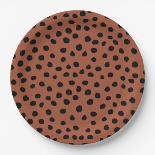 Leopard Print Dots Rust Terracotta Cheetah Spots Paper Plates