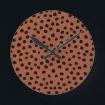 Leopard Print Dots Rust Terracotta Cheetah Spots Round Clock<br><div class="desc">Animal Print – Leopard print spots - earthy tones - brown / rust.</div>