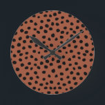 Leopard Print Dots Rust Terracotta Cheetah Spots Round Clock<br><div class="desc">Animal Print – Leopard print spots - earthy tones - brown / rust.</div>