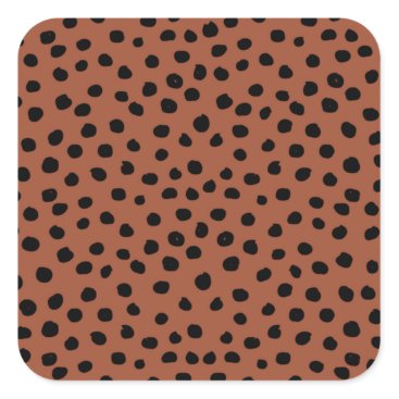 Leopard Print Dots Rust Terracotta Cheetah Spots Square Sticker
