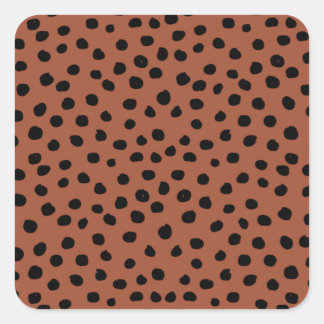 Leopard Print Dots Rust Terracotta Cheetah Spots Square Sticker