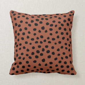 Leopard Print Dots Rust Terracotta Cheetah Spots Throw Pillow