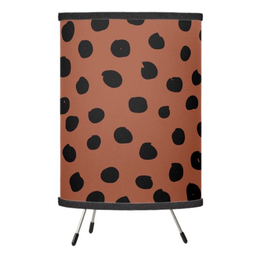 Leopard Print Dots Rust Terracotta Cheetah Spots Tripod Lamp (Left)