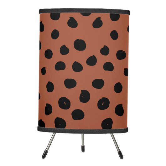Leopard Print Dots Rust Terracotta Cheetah Spots Tripod Lamp (Front)