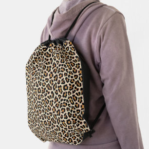 Leopard print drawstring bag