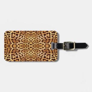 Leopard print elegant fur luggage tag