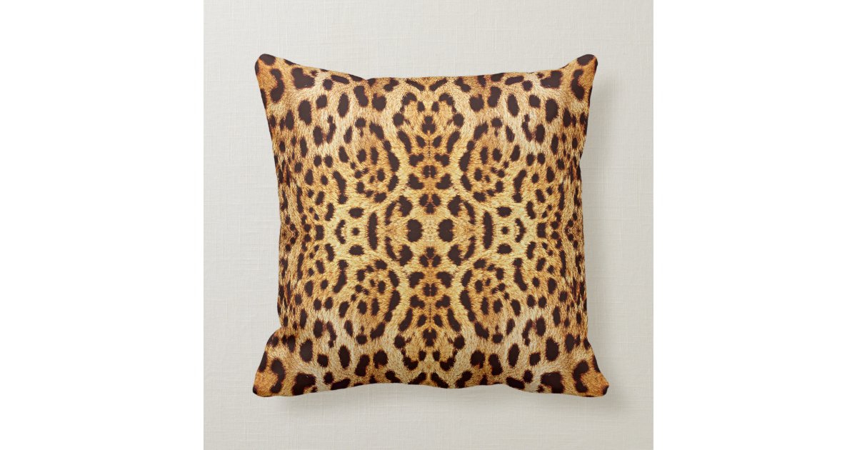 Leopard print elegant fur throw pillow