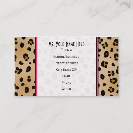 Customizable Leopard Print Fashion Business Card