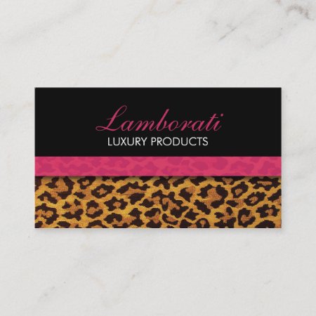Leopard Print Fashion Designer Elegant Modern Pink Business Card