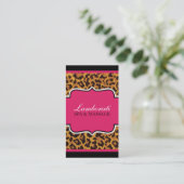 Leopard Print Fashion Designer Elegant Modern Pink Business Card (Standing Front)