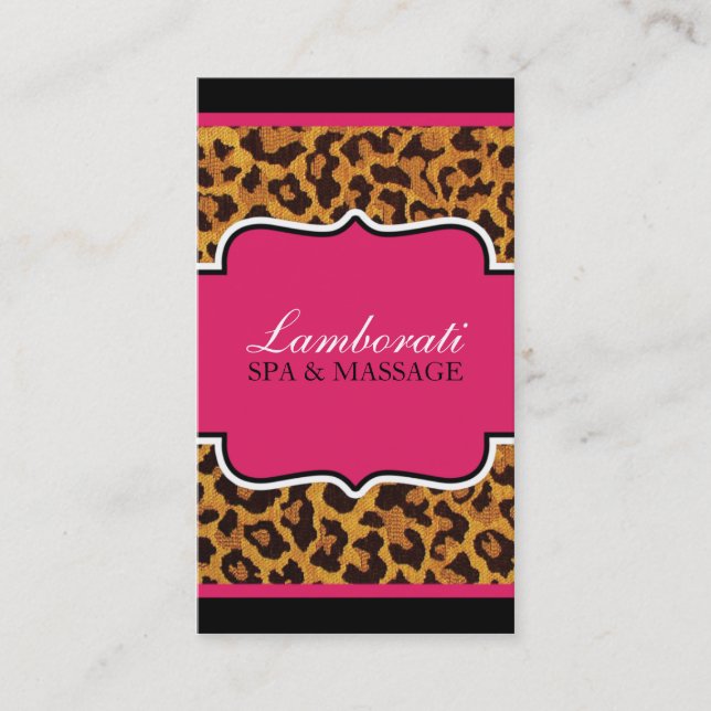 Leopard Print Fashion Designer Elegant Modern Pink Business Card (Front)