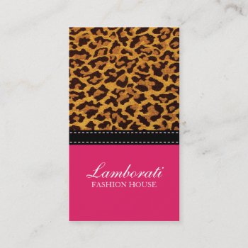 Leopard Print Fashion Designer Pink Elegant Modern Business Card by Lamborati at Zazzle