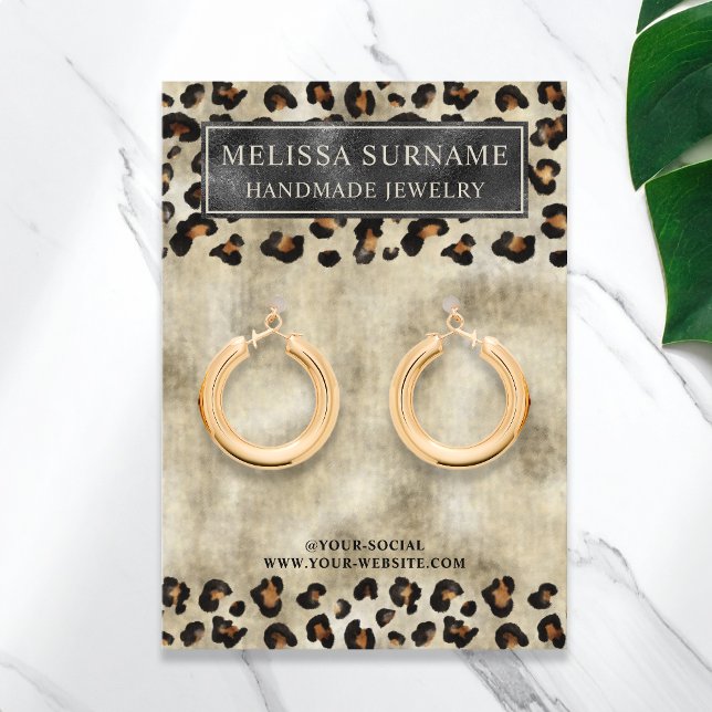 Leopard Print Faux Black Foil Jewelry Display Card (Creator Uploaded)