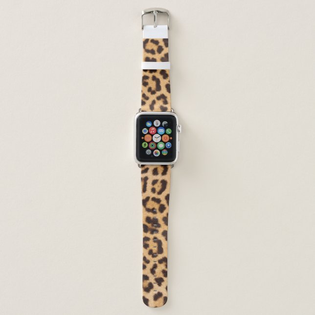 Leopard Print Faux Fur Custom Pattern Apple Watch Band (Front)
