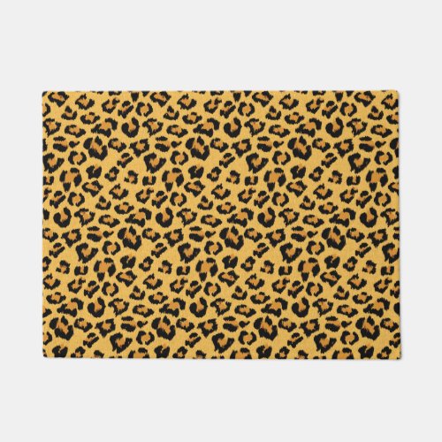 Leopard Print Faux Fur Pattern in Natural Shades Doormat