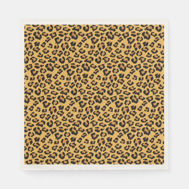 Leopard Print Faux Fur Wild Style Safari Pattern Napkins (Front)