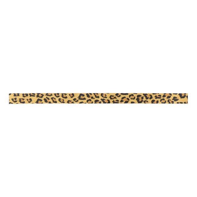 Leopard Print Faux Fur Wild Style Safari Pattern Satin Ribbon (Front)