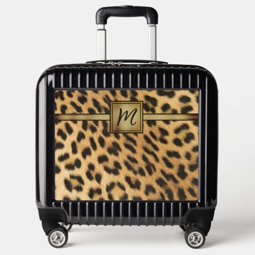 Leopard Print Faux Metallic Monogrammed Luggage