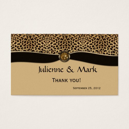 Leopard Print FAUX Ribbon Jewel Wedding Favor Business Card