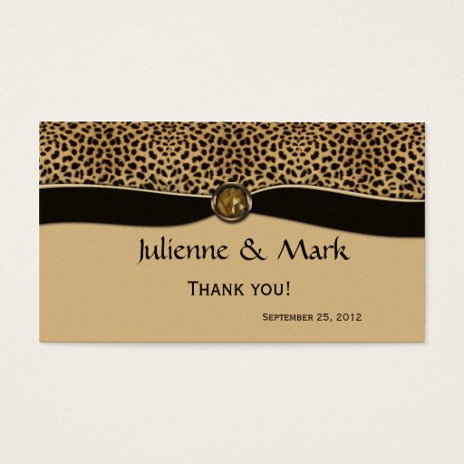 Customizable Leopard Print FAUX Ribbon Jewel Wedding Favor Business Card