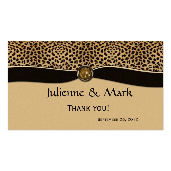 Leopard Print FAUX Ribbon Jewel Wedding Favor Business Card