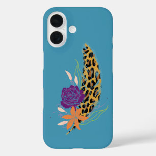 Leopard Print, Feathers & Florals iPhone 16 Case
