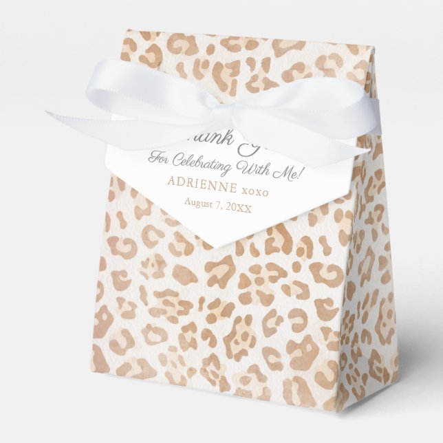 Leopard Print Female Birthday Party Favor Box (Front Side)