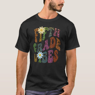Leopard Print FIFTH GRADE VIBES Teacher Peace Love T-Shirt