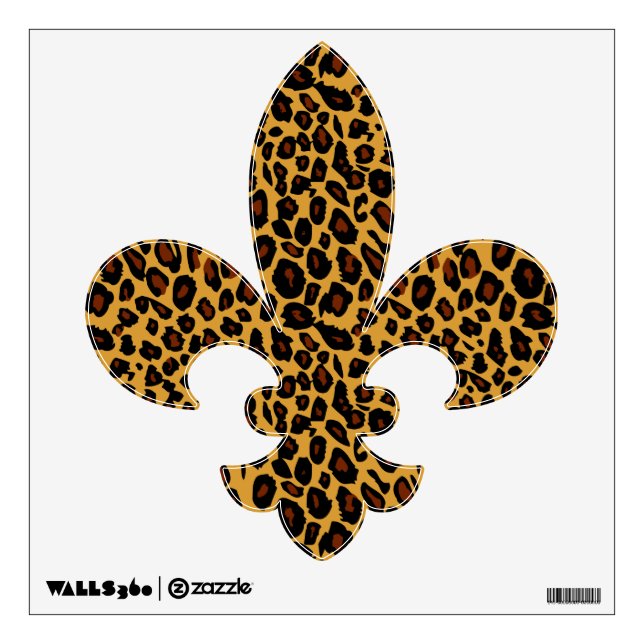 Leopard Print Fleur de Lis Wall Decal (Front)