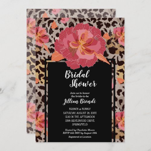 Leopard Print Floral Bridal Shower Invitation