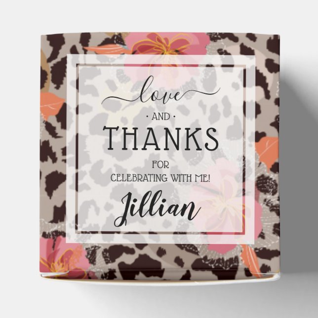 Leopard Print Floral Pattern Favor Boxes (Top)