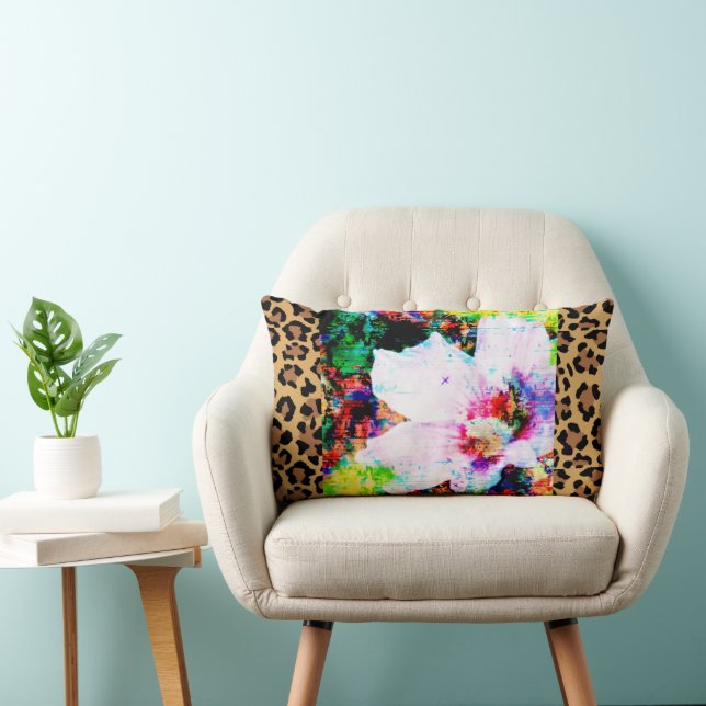 Leopard Print Flower Patch Throw Pillow (Chair)