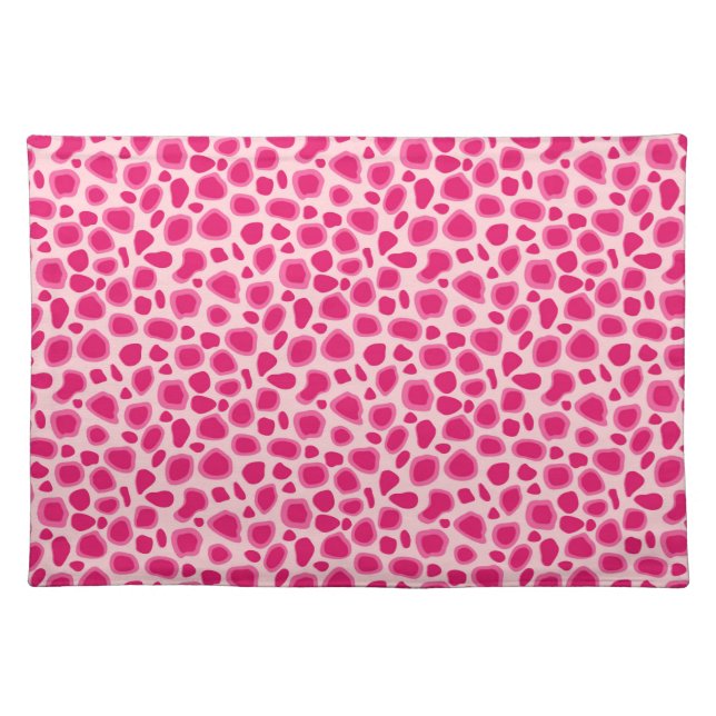 Leopard Print - Fuchsia and light pink Cloth Placemat (Front)